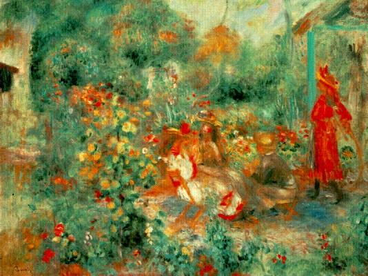 Girl in the Garden, Montmartre,1864 - Pierre-Auguste Renoir painting on canvas